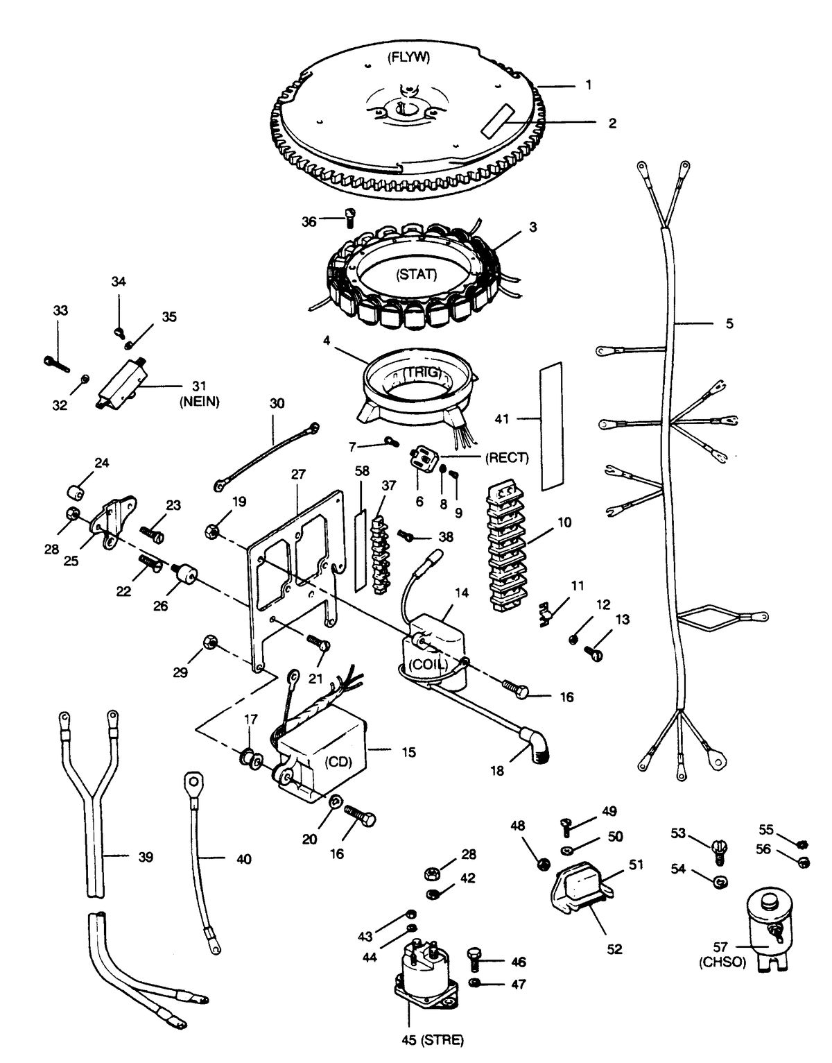 FORCE FORCE 1990 50 H.P. "B" MODELS ELECTRICAL COMPONENTS