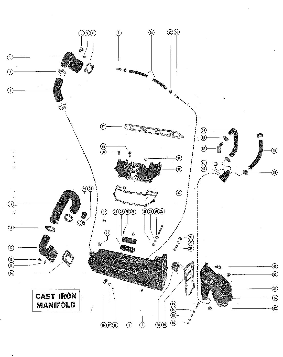 MERCRUISER 110 ENGINE EXHAUST MANIFOLD ASSEMBLY (CAST-IRON)