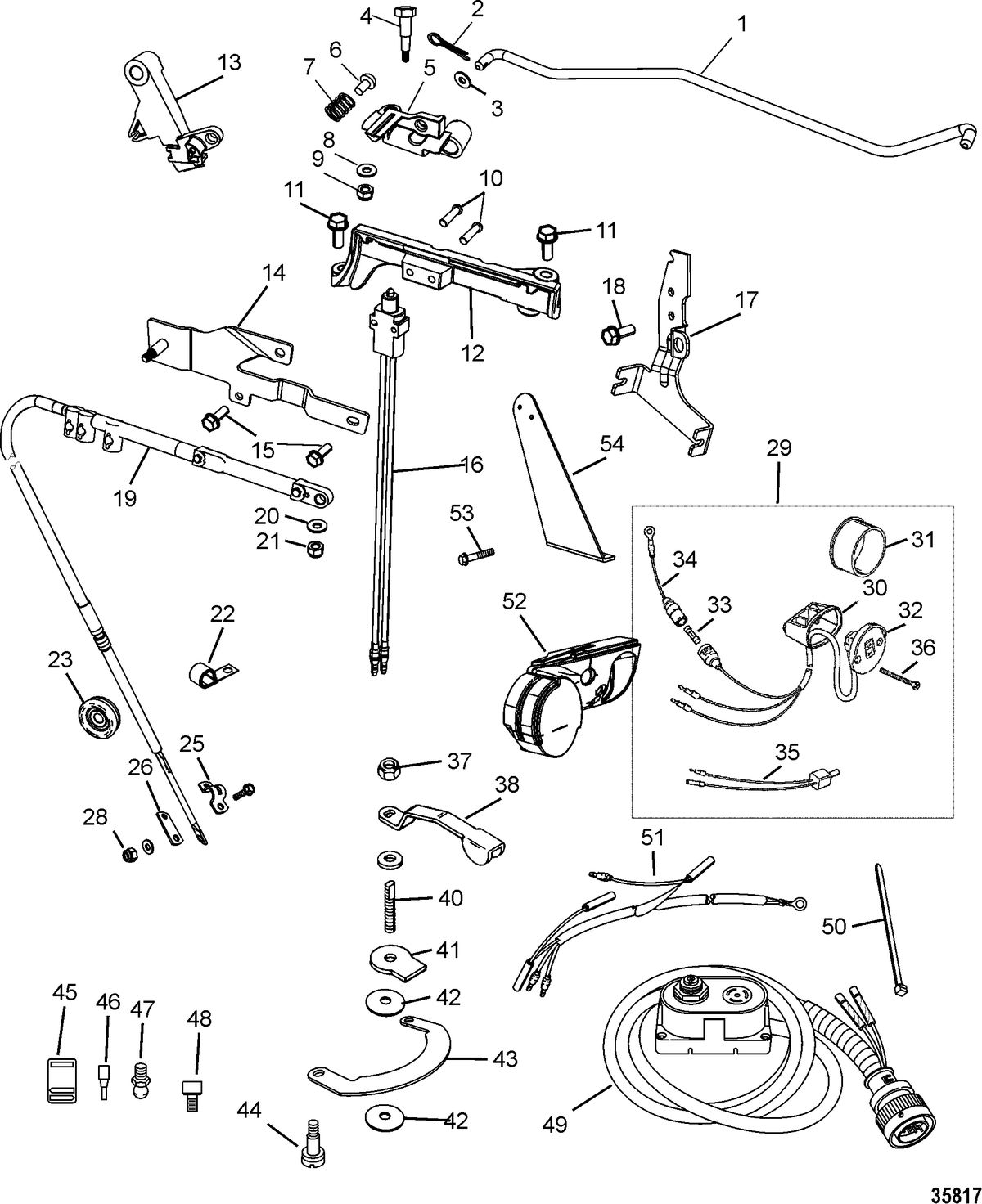 ACCESSORIES STEERING SYSTEMS AND COMPONENTS Tiller Handle Kit Components(Jet 40)