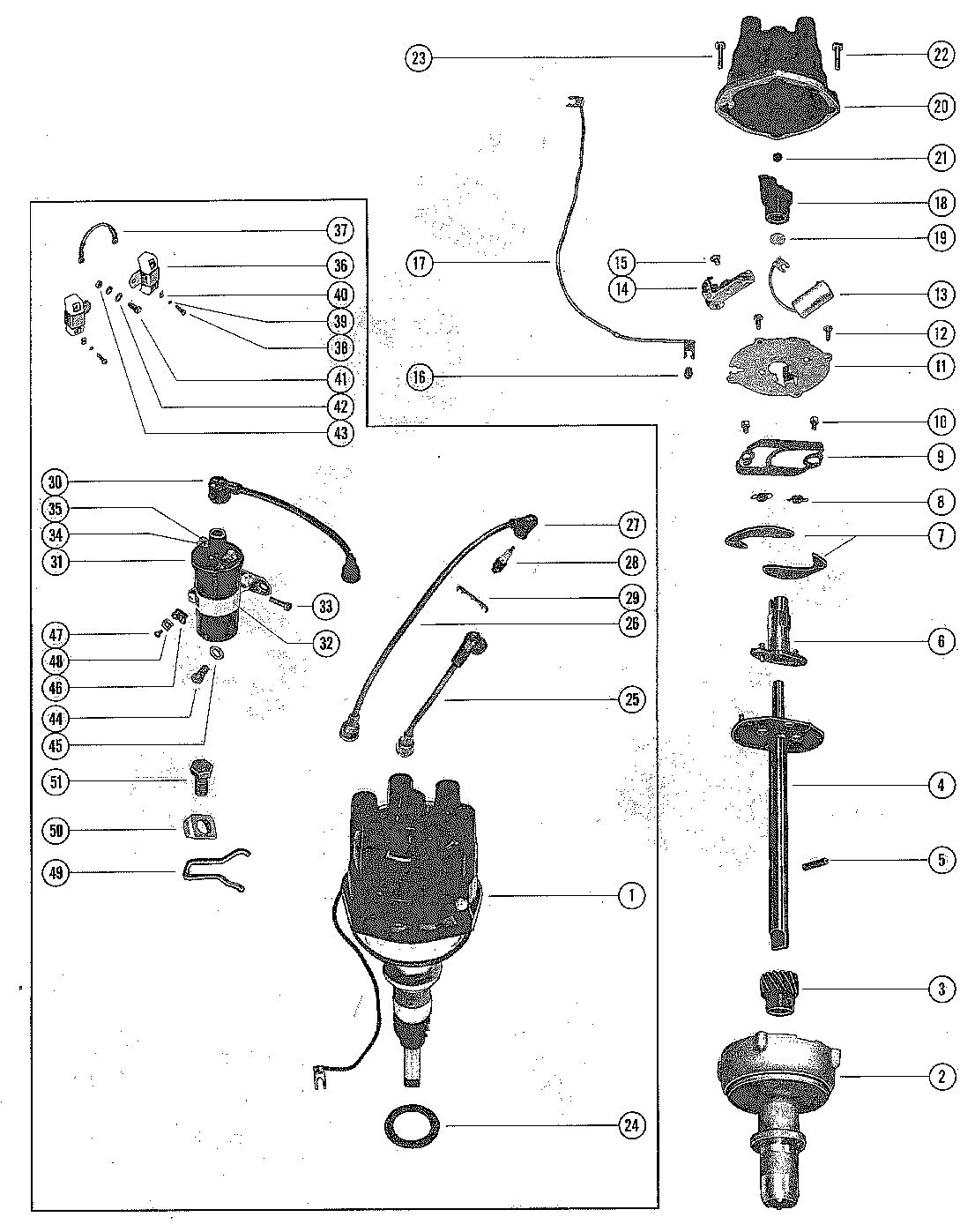 MERCRUISER 110 ENGINE DISTRIBUTOR ASSEMBLY AND COIL