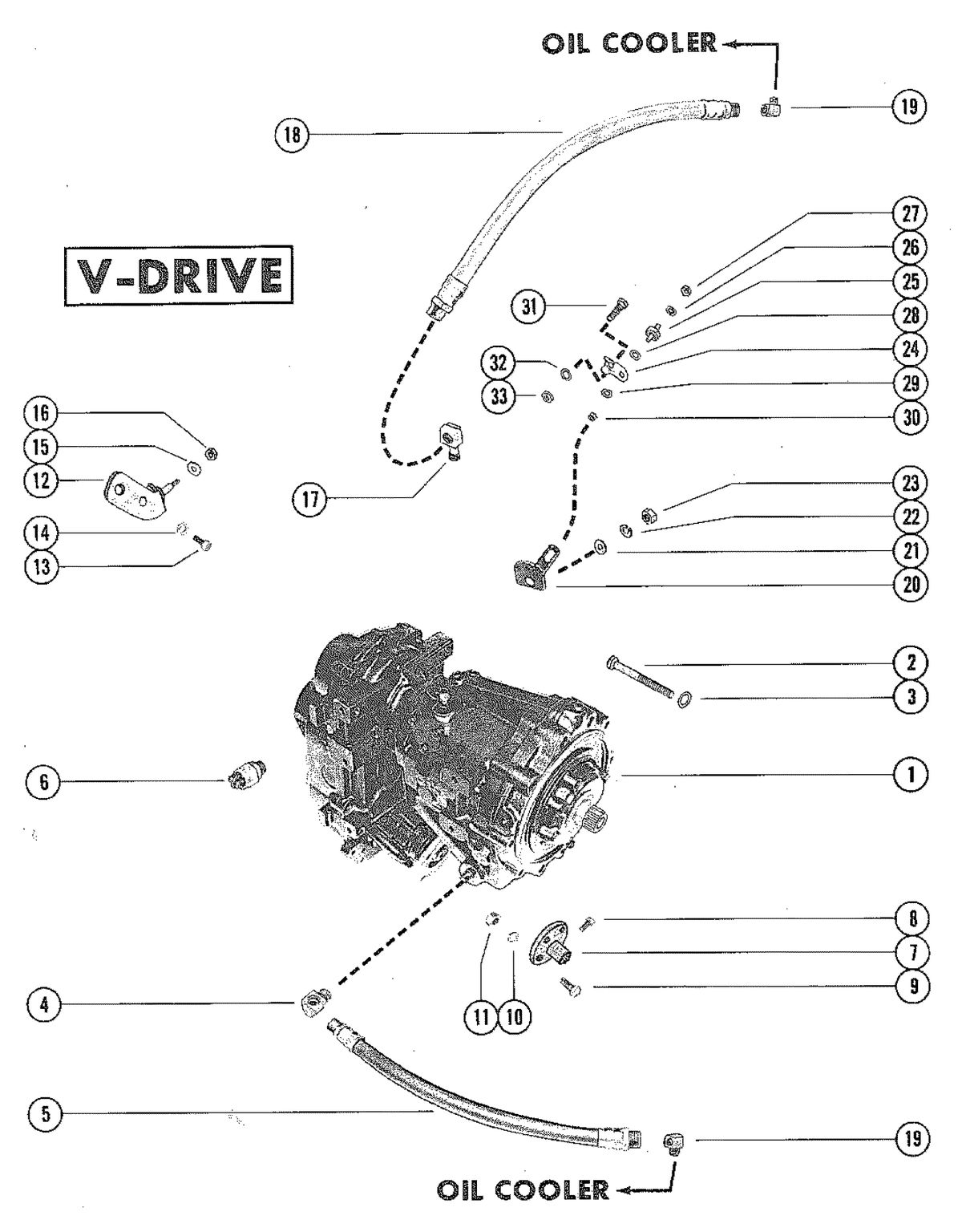MERCRUISER 255 ENGINE TRANSMISSION AND RELATED PARTS (V-DRIVE)