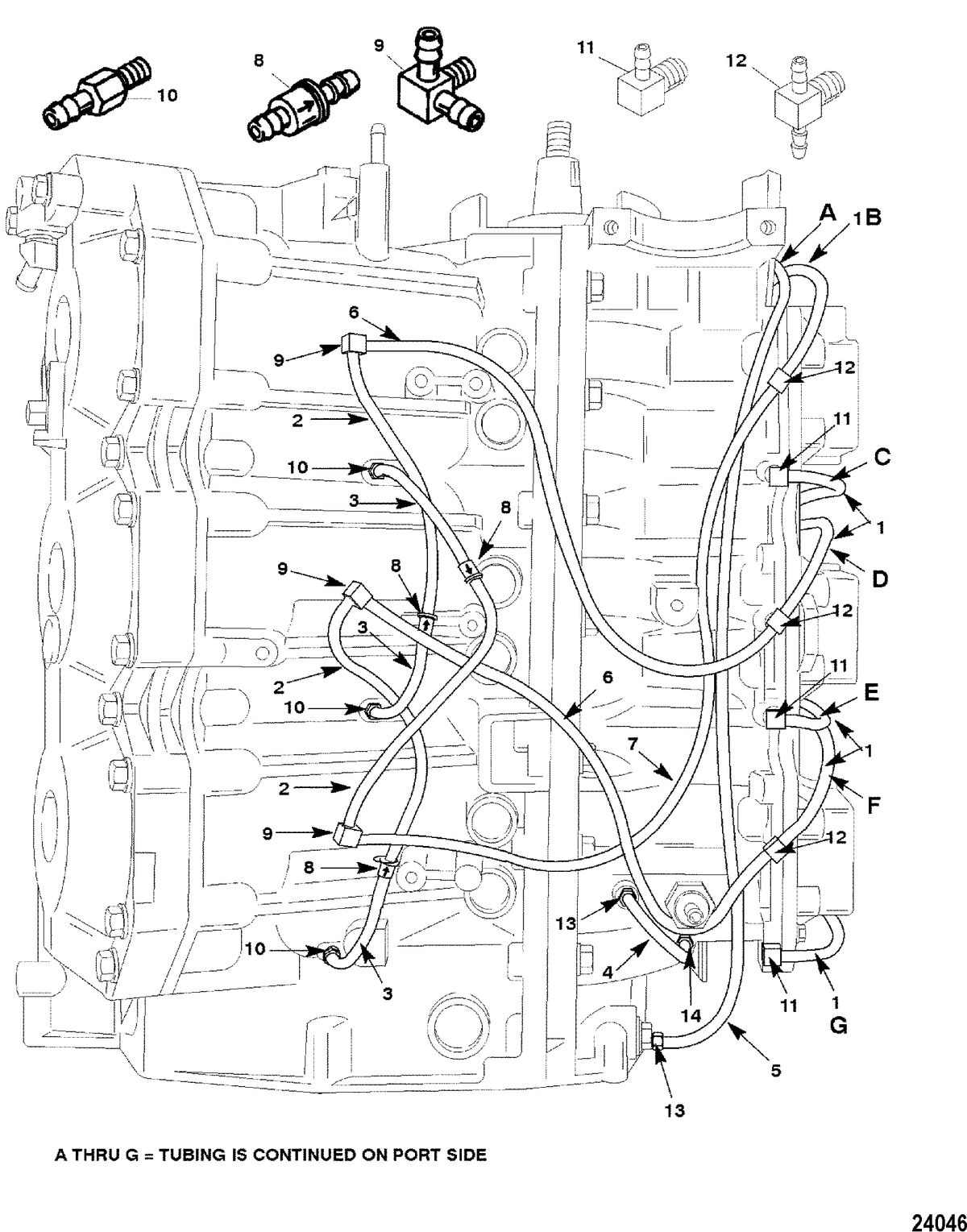 MERCURY/MARINER 225/225 SEAPRO/MARATHON (3.0L) CARB BLEED SYSTEM(STARBOARD)