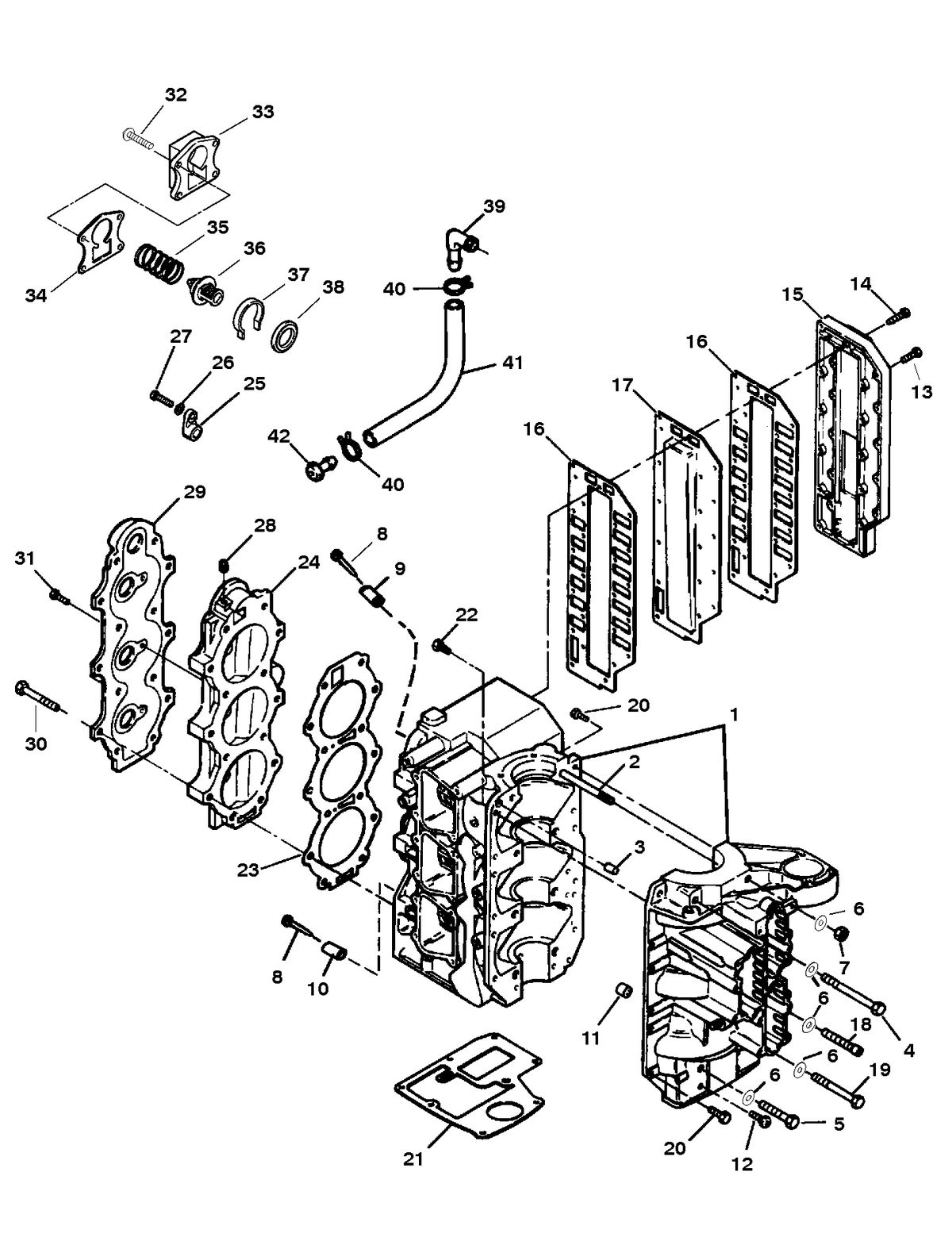 FORCE FORCE 75 H.P. CYLINDER BLOCK ASSEMBLY (SERIAL # 0E181483 THRU 0E287999)