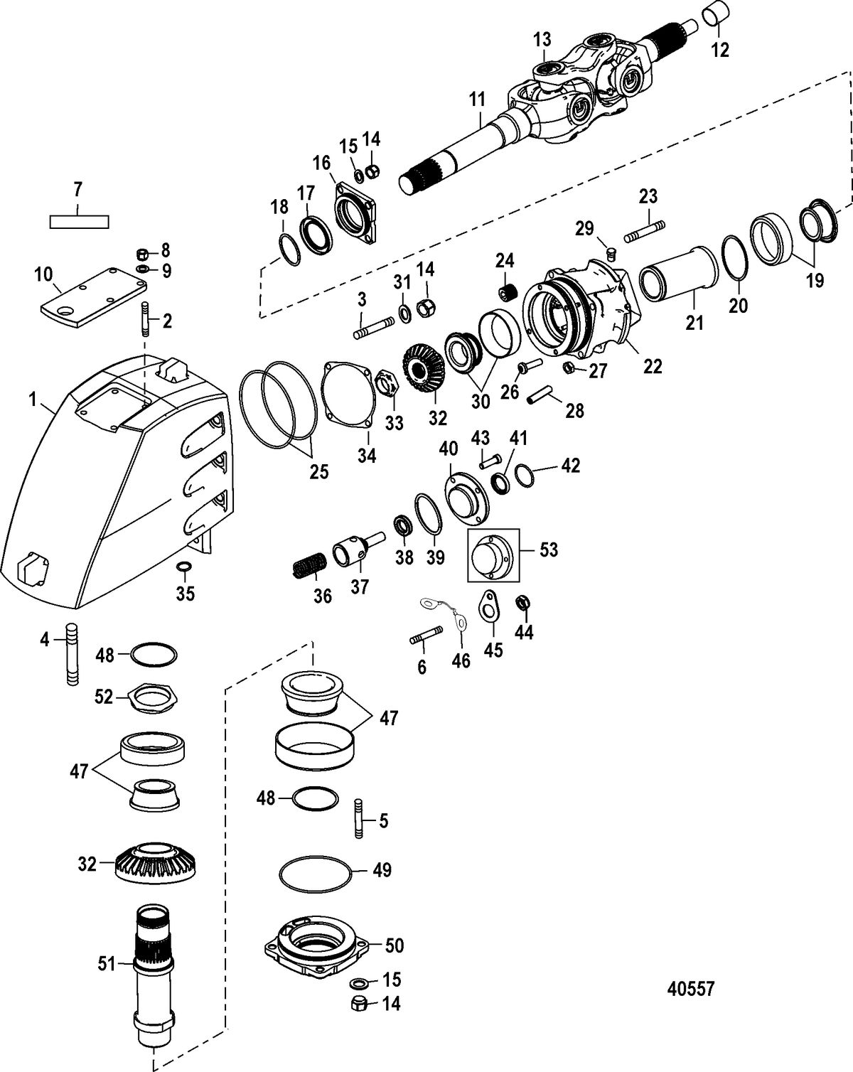 RACE STERNDRIVE SSM/DRY SUMP DRIVES AND TRANSOMS U Joint Housing Assembly(Dry Sump Six/NXT1 SSM)