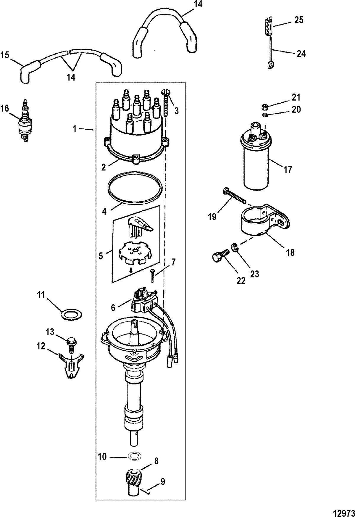 MERCRUISER 4.3L/4.3LX ALPHA ONE ENGINE (262 CID) GEN II DISTRIBUTOR AND IGNITION COMPONENTS
