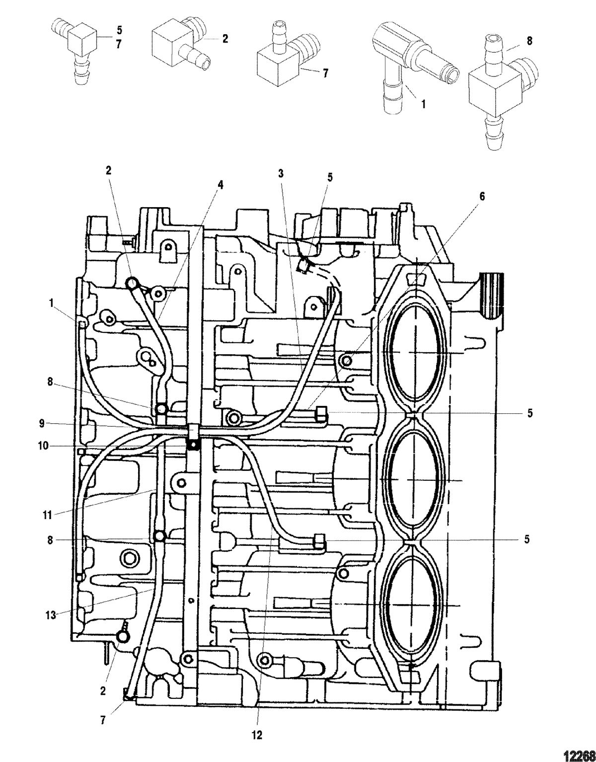 MERCURY/MARINER 200/225 (3.0L DFI) Port Center Main Oiling System