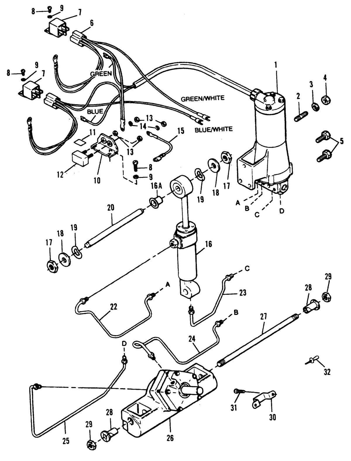 FORCE 150 H.P. POWER TRIM (Design I - With Bayonet Connectors)