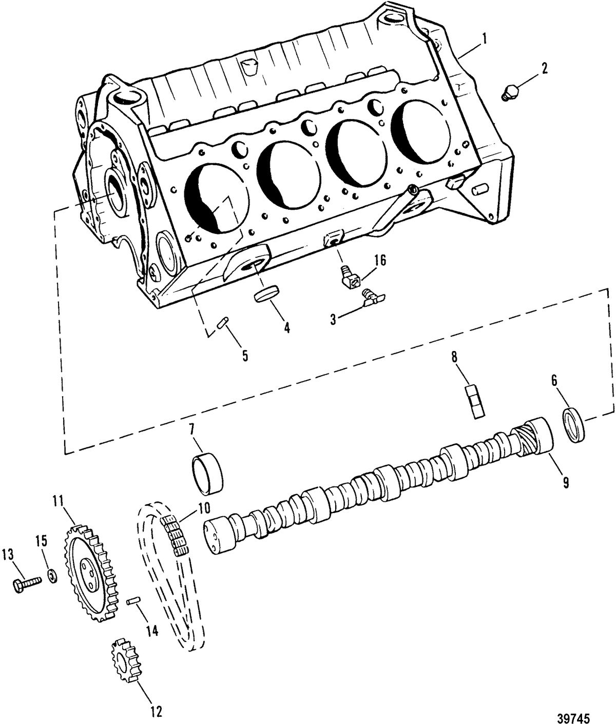 MERCRUISER 7.4L BRAVO CYLINDER BLOCK AND CAMSHAFT