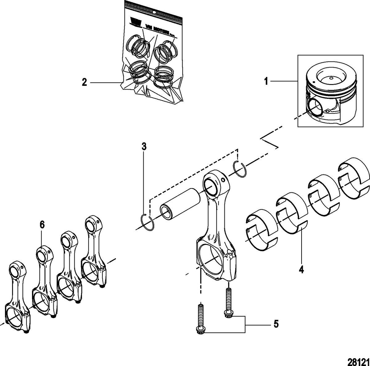 MERCRUISER 2.0L I4 115-130HP DIESEL Connecting Rod and Piston