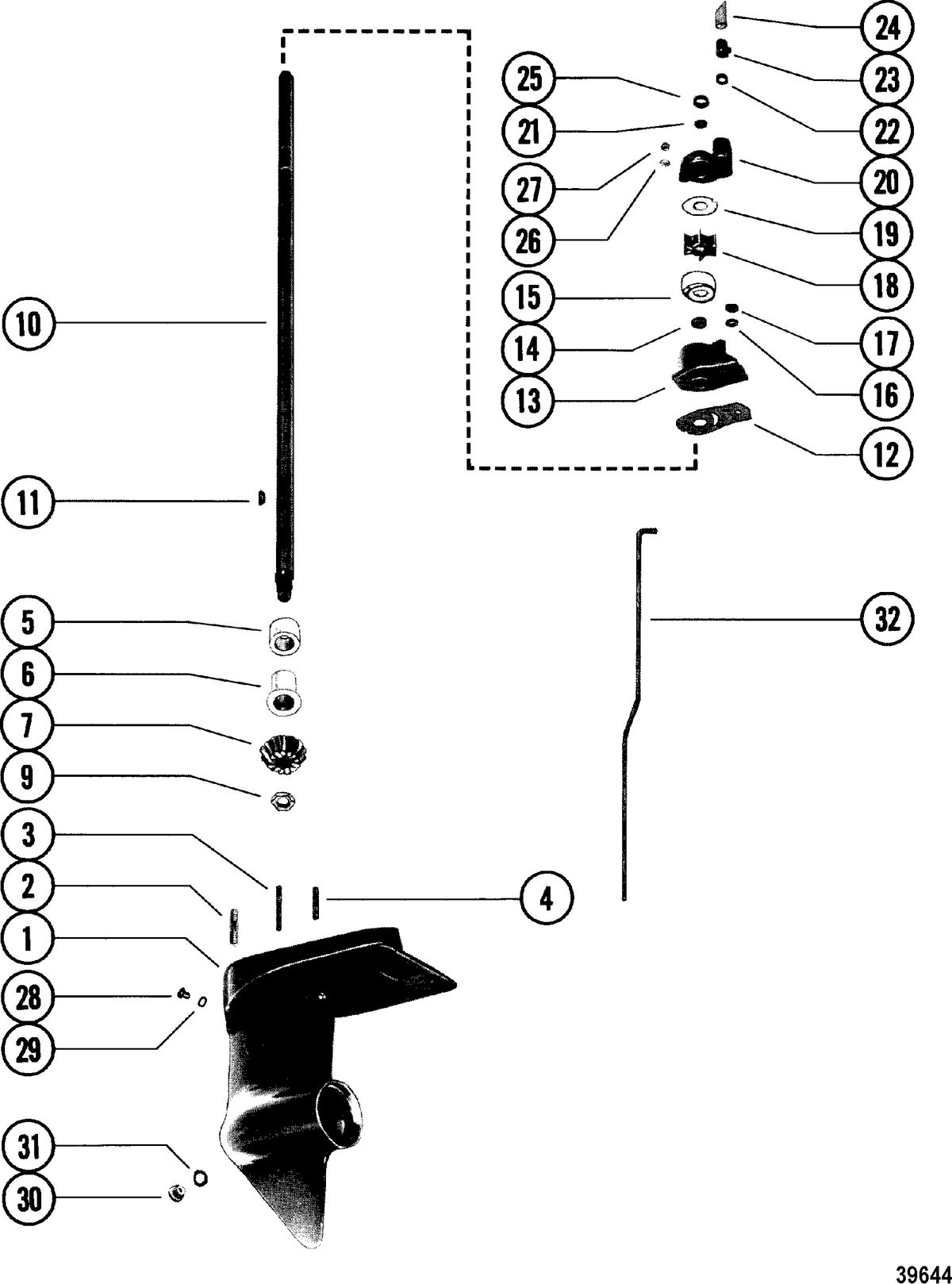 MERCURY 4 HP GEAR HOUSING ASSEMBLY(DRIVESHAFT)