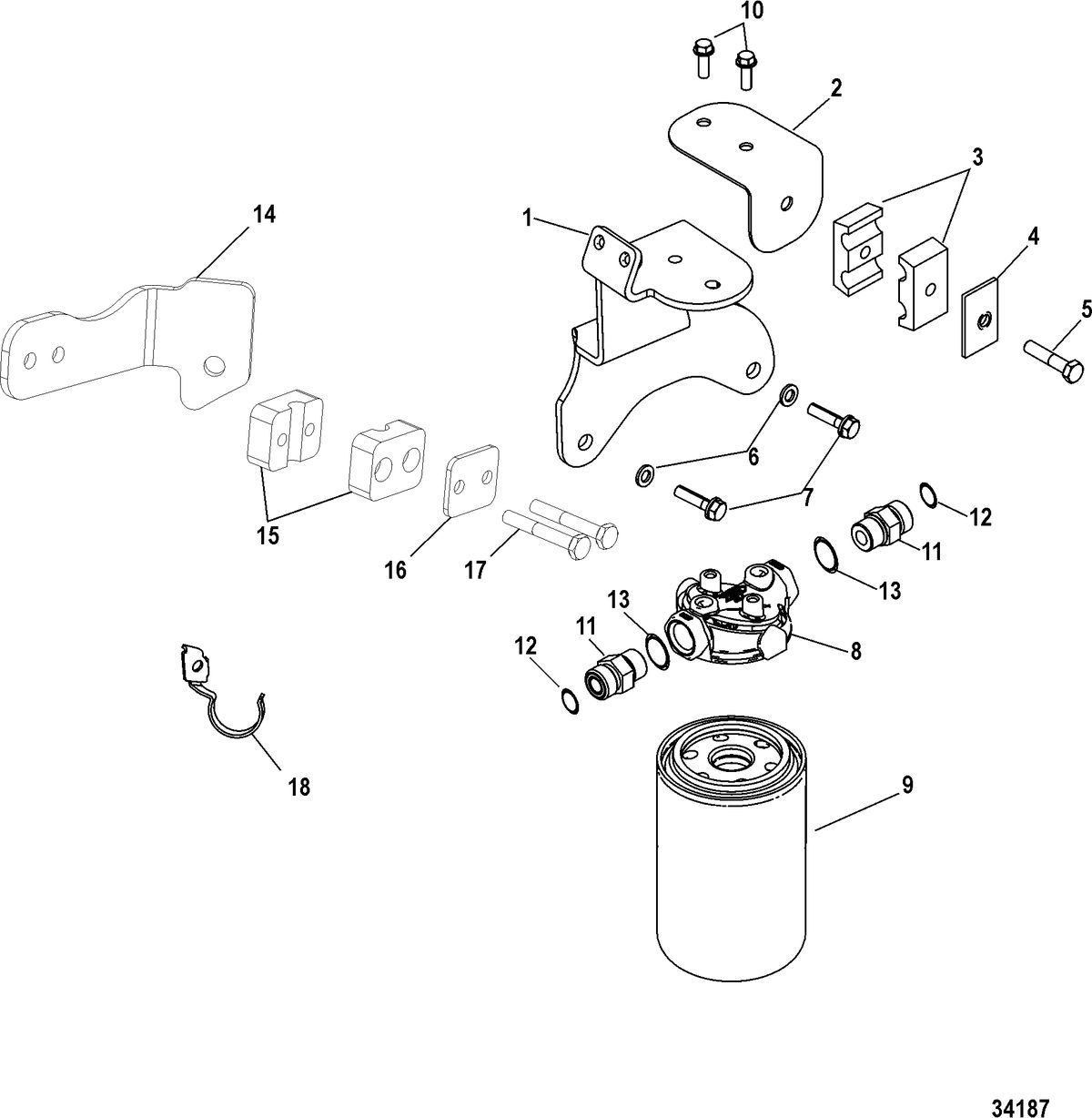 MERCRUISER 5.0L, 350, 377 MAG MPI STERNDRIVE AXIUS Steering, Fluid Filter (Non-HP) 1A347684 & Down, Gen I