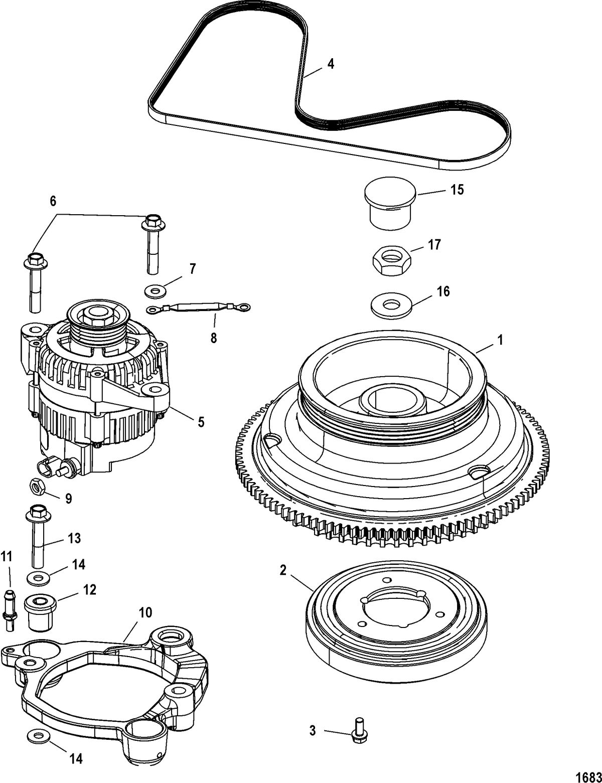 MERCURY/MARINER 75/90/115 DFI 1.5L (3 CYLINDER) Flywheel and Alternator