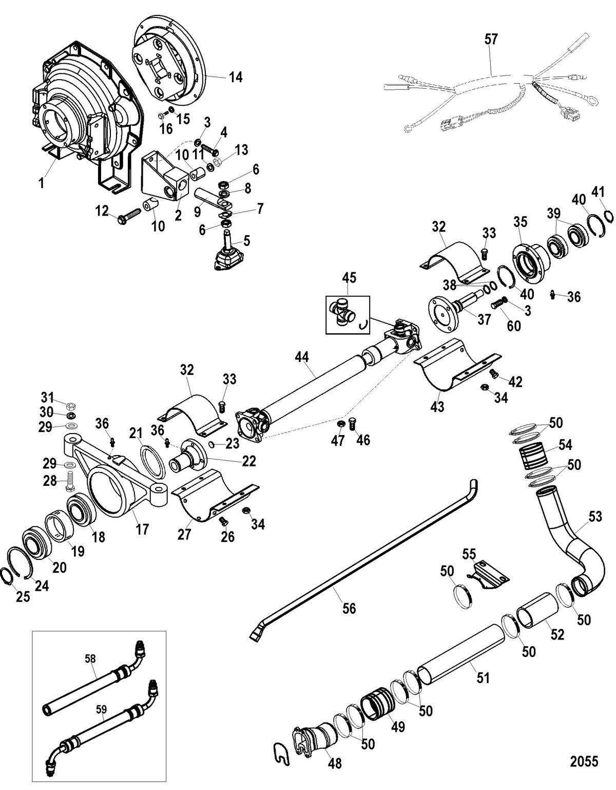 MERCRUISER D1.7L DTI STERNDRIVE (ALPHA) JACK SHAFT COMPONENTS