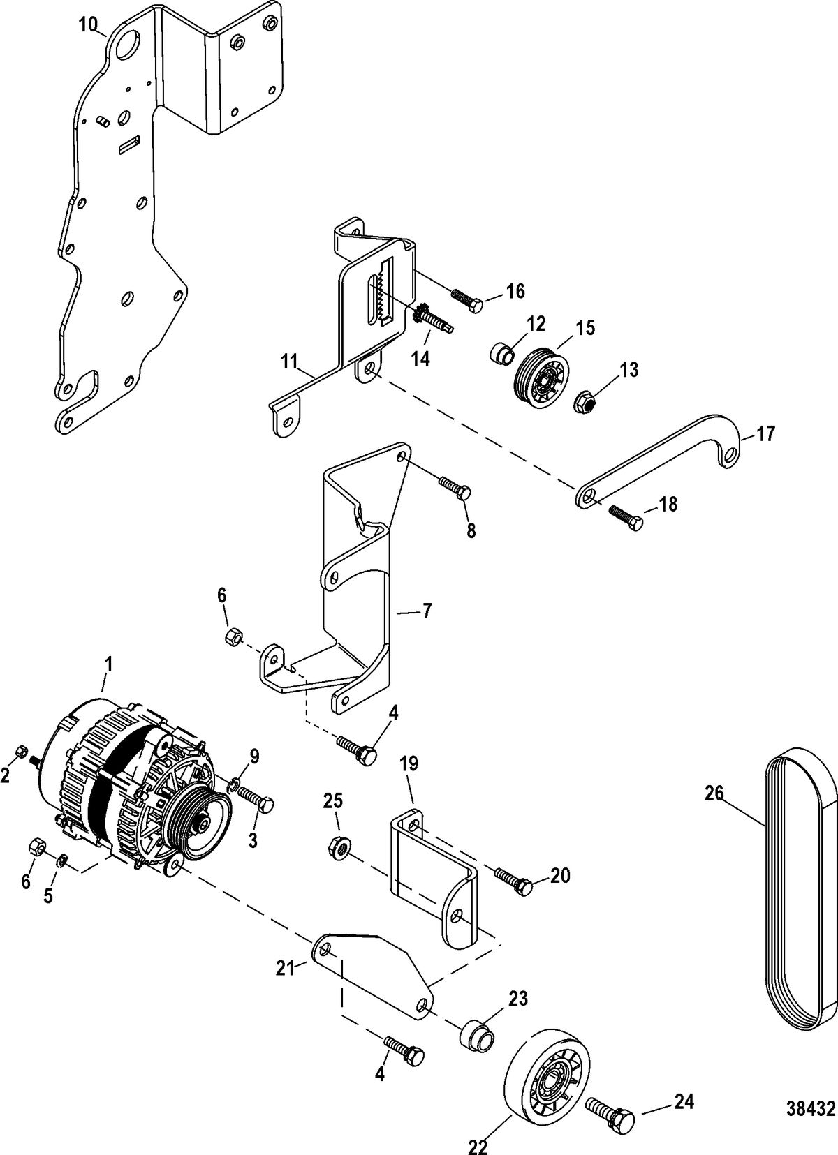 MERCRUISER 357 STROKER SCORPION Alternator and Brackets