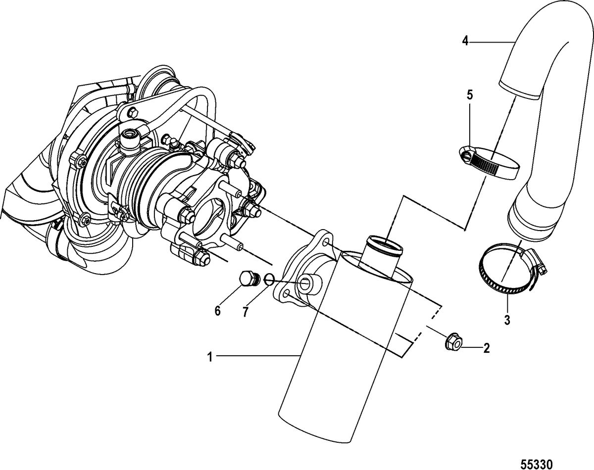 MERCRUISER 2.0L I4 150-170HP DIESEL Exhaust Components, Inboard