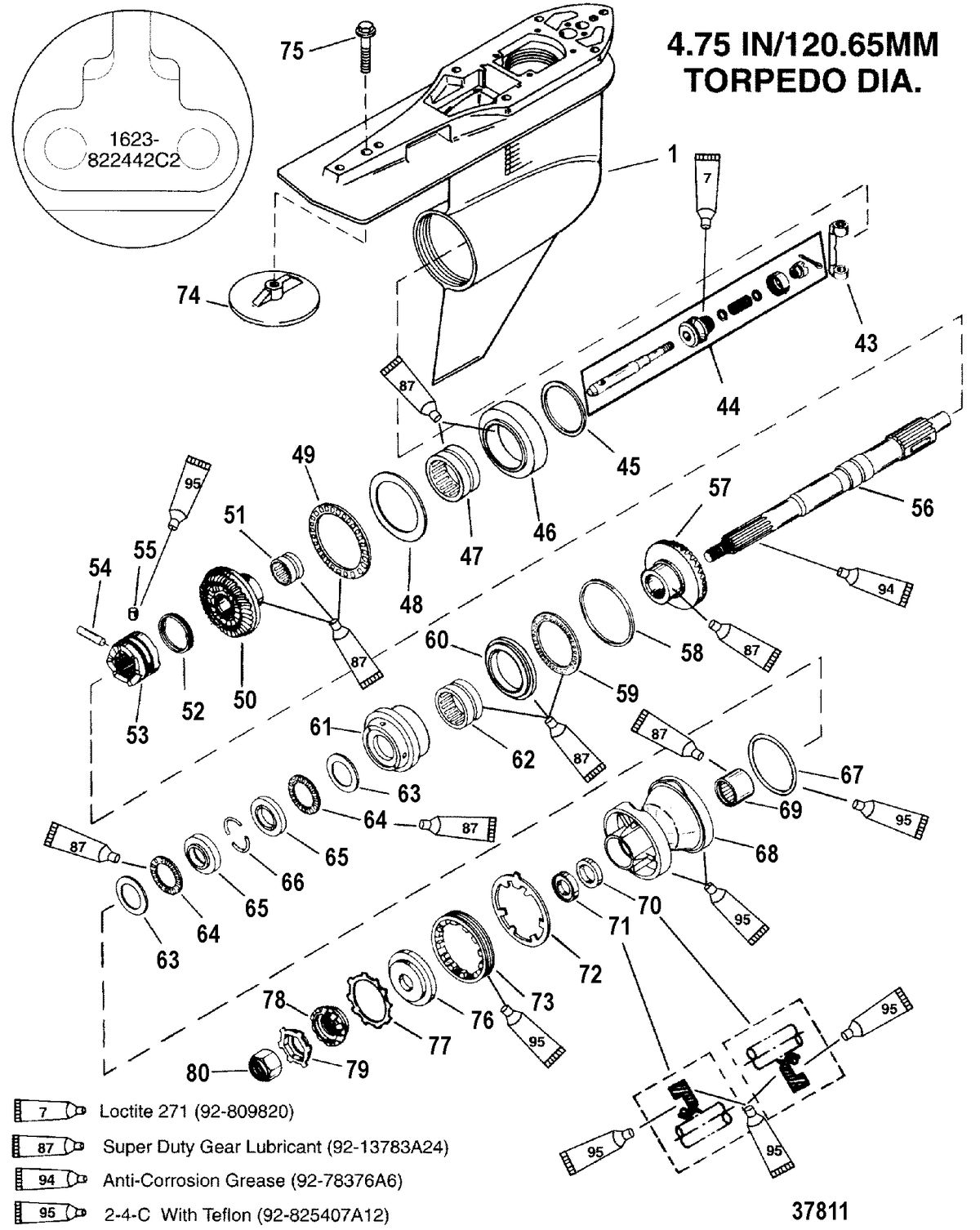 MERCURY/MARINER 225/250 EFI (3.0L) G/HSG, PROP-COUNTER-0G437999 AND BELOW-1623-822442C2