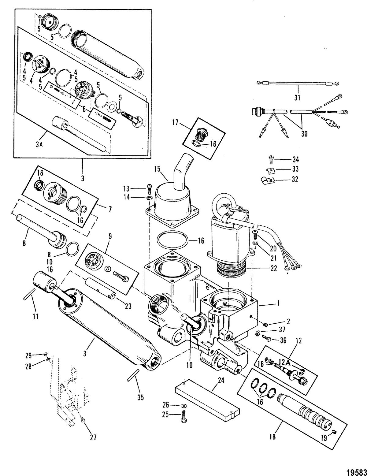 MERCURY/MARINER 135 / 150 / 175 200(2.5L) XR4/MAGNUM II Power Trim Components(Design I)