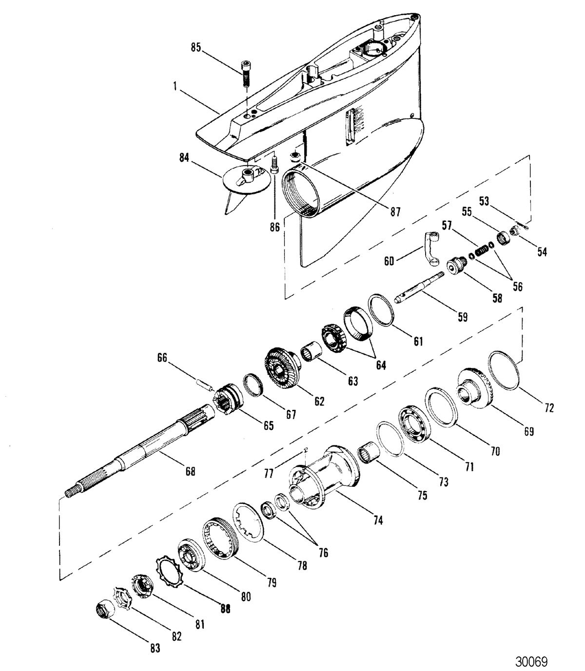 MERCRUISER R/MR ALPHA ONE STERNDRIVE GEAR HOUSING, Propeller Shaft - R