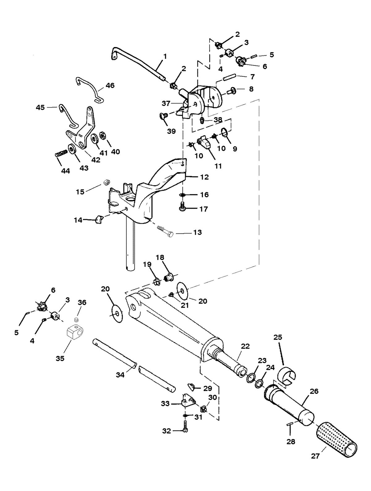FORCE FORCE 25 H.P. TILLER HANDLE & THROTTLE LINKAGE