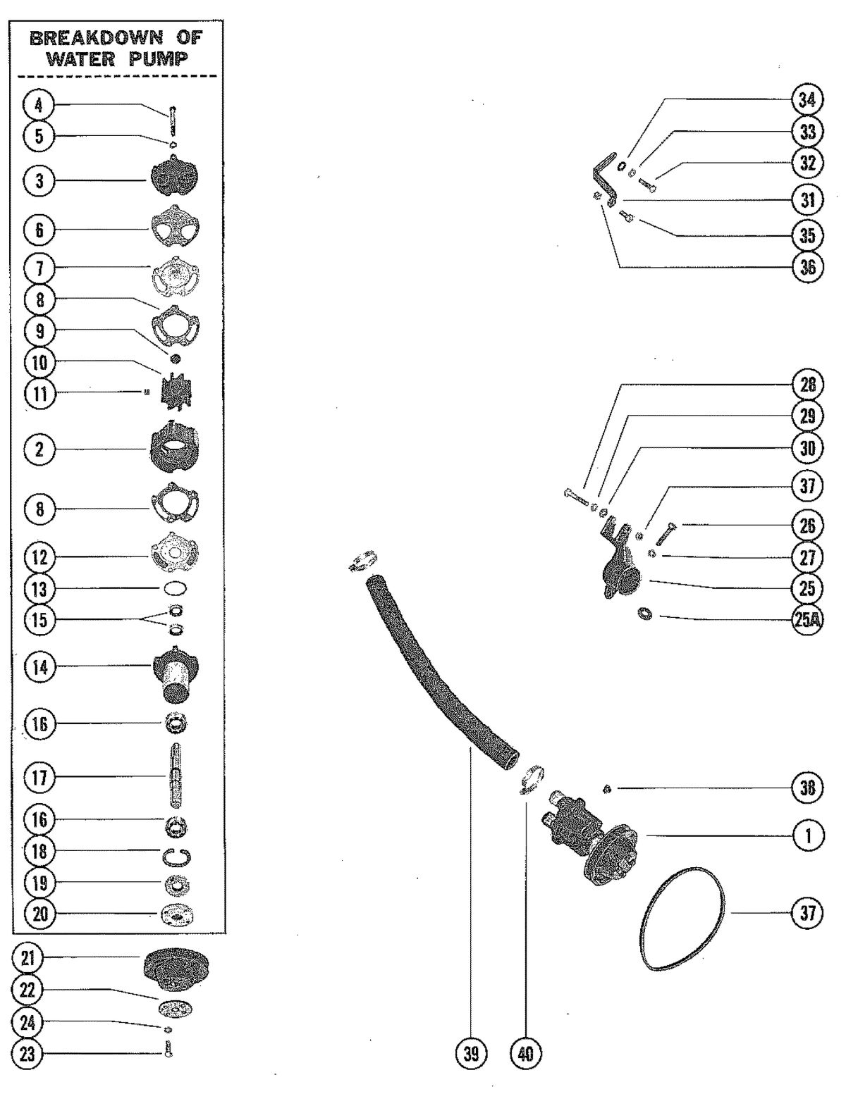 MERCRUISER 255 ENGINE WATER PUMP ASSEMBLY