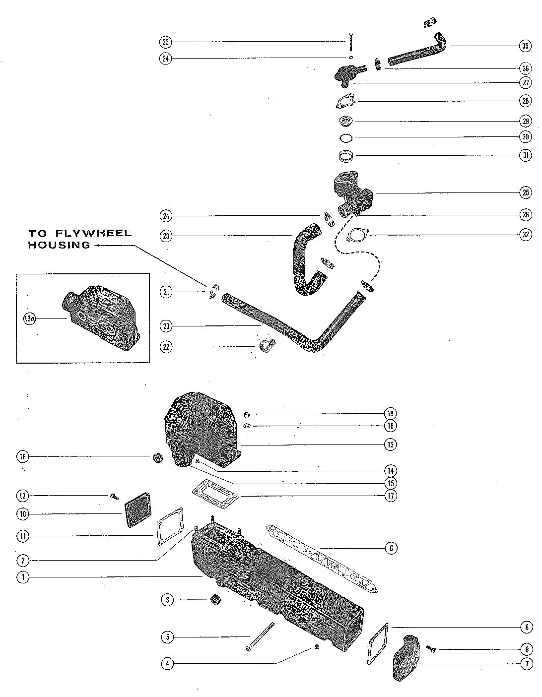MERCRUISER 250 ENGINE (STERNDRIVE AND INBOARD) EXHAUST MANIFOLD AND EXHAUST ELBOW