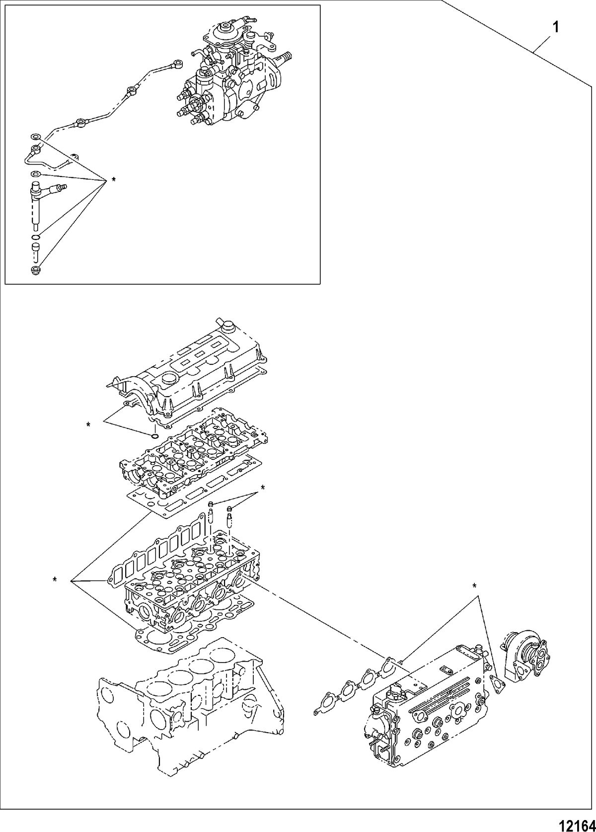 MERCRUISER CUMMINS/MERCRUSER DIESEL 1.7L-120 Service Kit - Gasket Set, CYLINDER HEAD OVERHAUL