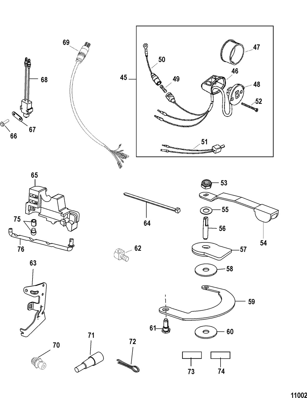 ACCESSORIES STEERING SYSTEMS AND COMPONENTS Tiller Handle Kit Components(828813A10 / A11 / A31)