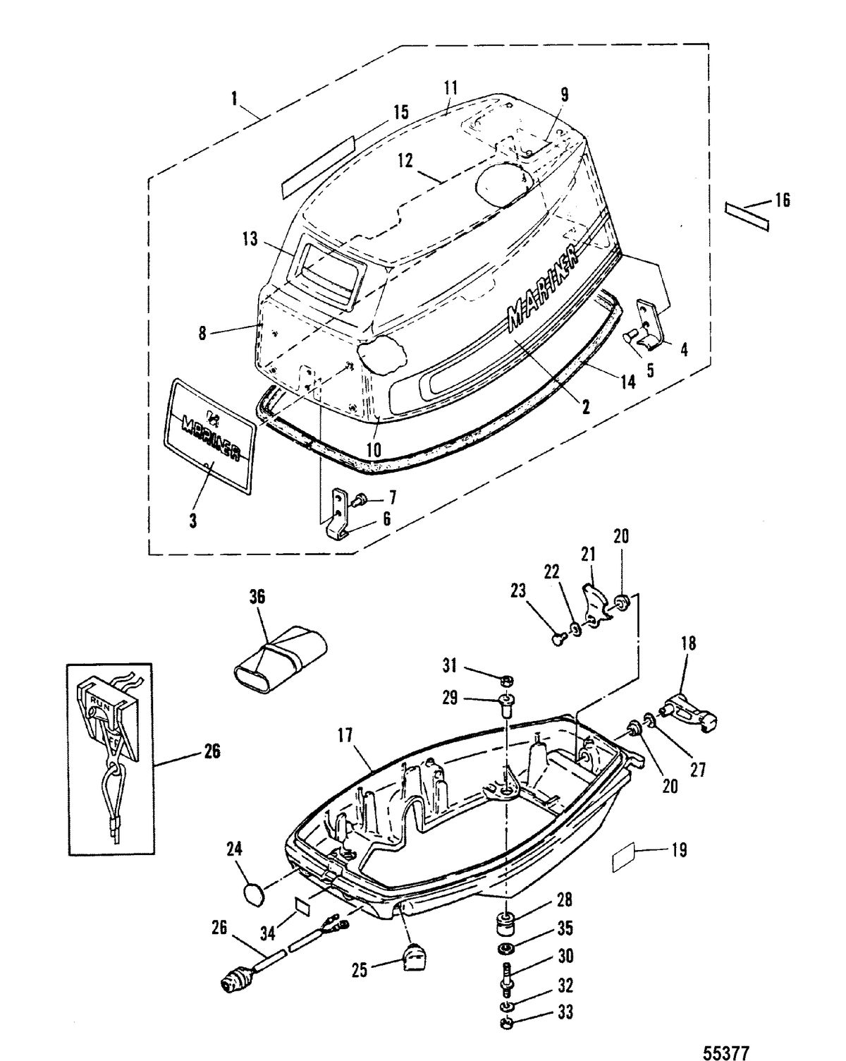 MARINER 20 HP MARINER COWLING