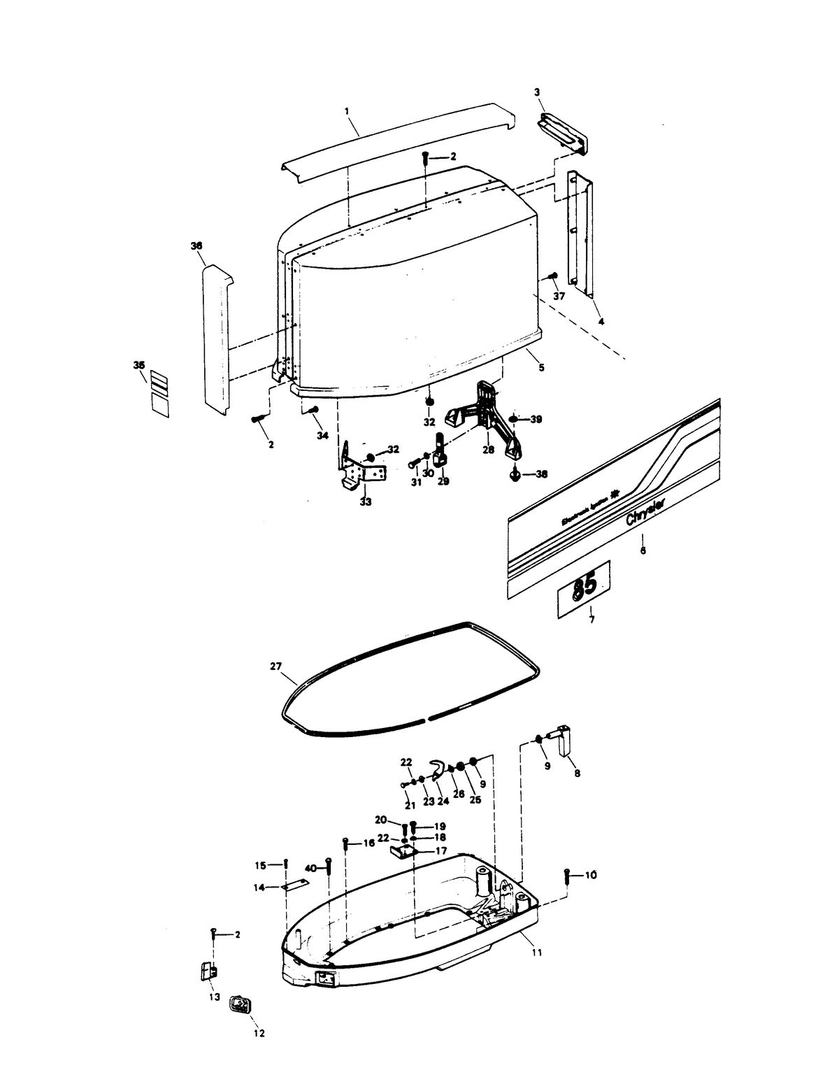 CHRYSLER 85 H.P. ENGINE COVER AND SUPPORT PLATE