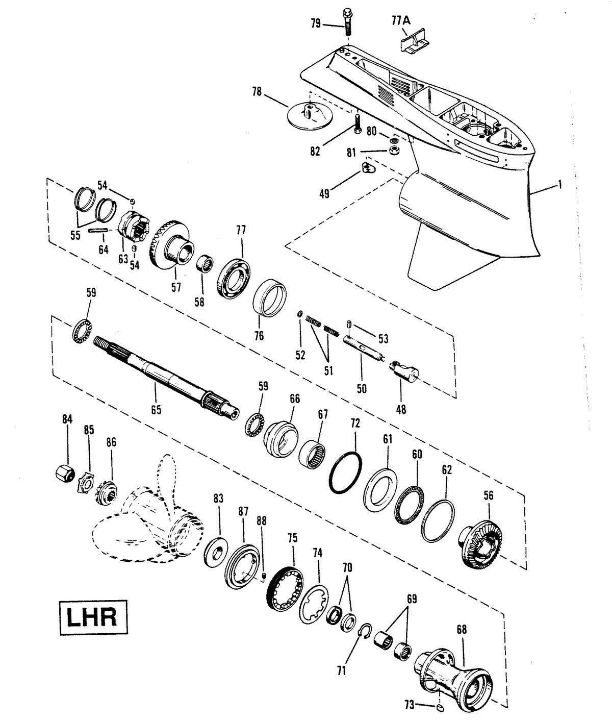 RACE OUTBOARD 2.5L EFI 2.5L EFI OFFSHORE GEAR HOUSING (PROPELLER SHAFT)LHR 2-HOLE WATER PICK-UP