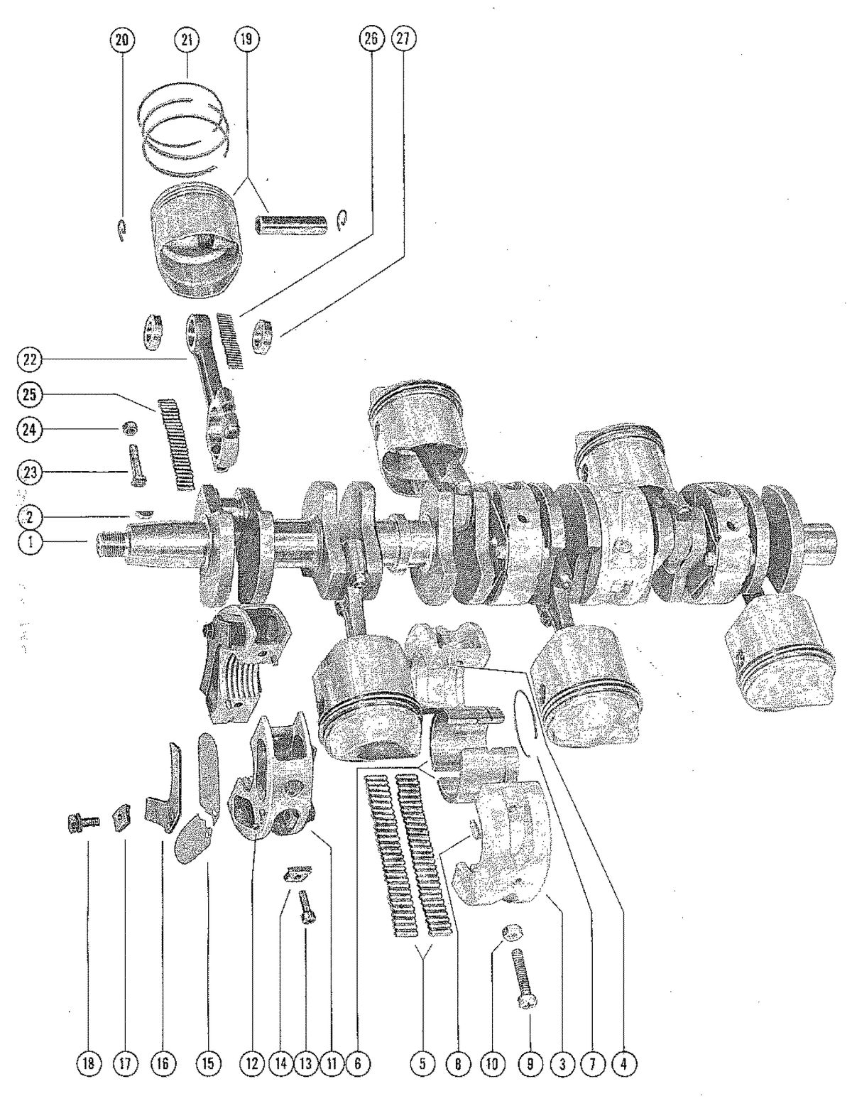 MERCURY MERC 850E CRANKSHAFT, PISTONS AND CONNECTING RODS (MERC 850E-1)