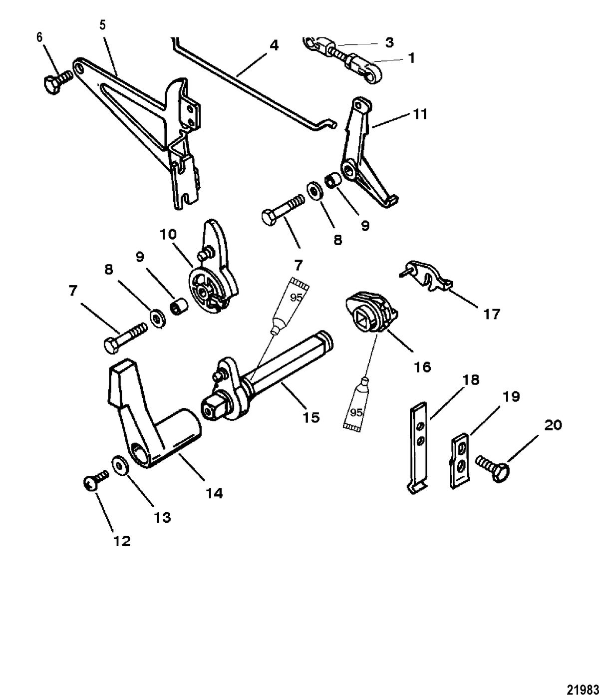 MERCURY/MARINER SEA PRO/MARATHON 15 H.P. Throttle and Shift Linkage