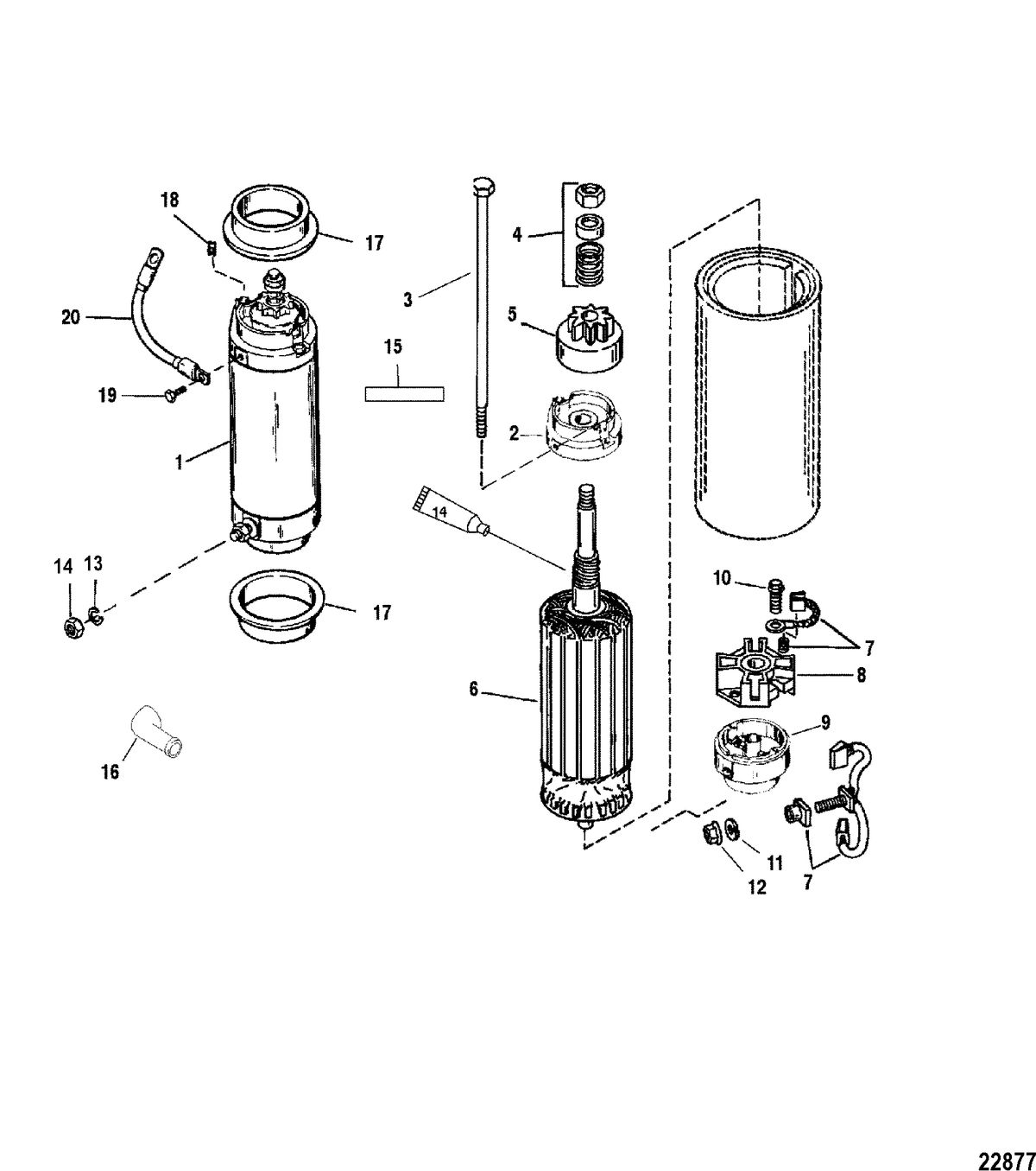 MERCURY/MARINER 200/225/250 (3.0L) SEAPRO/MARATHON EFI STARTER MOTOR(225-S/N-0T467441/250-S/N-0T467334 &BELOW)