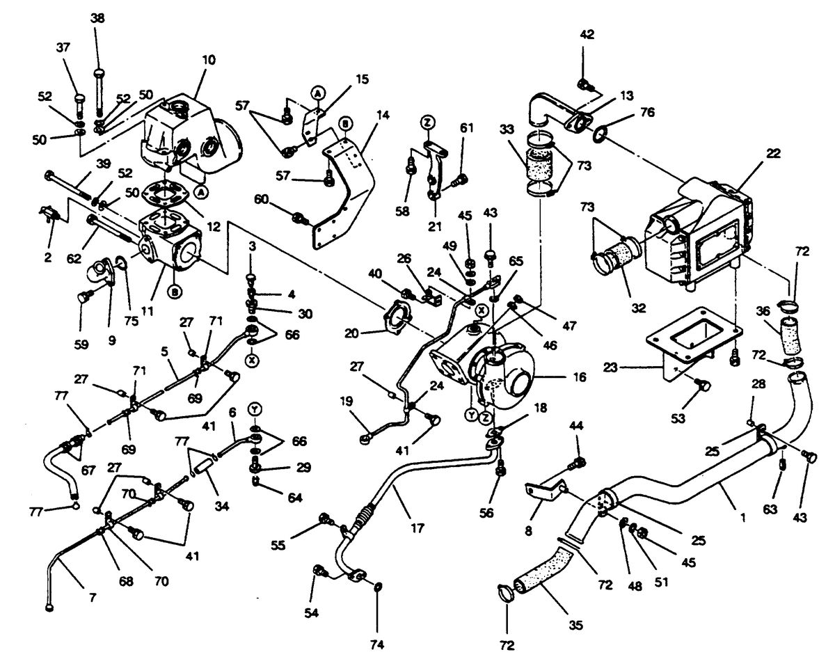 MERCRUISER HINO DIESEL 250 H.P. TURBOCHARGER SYSTEM