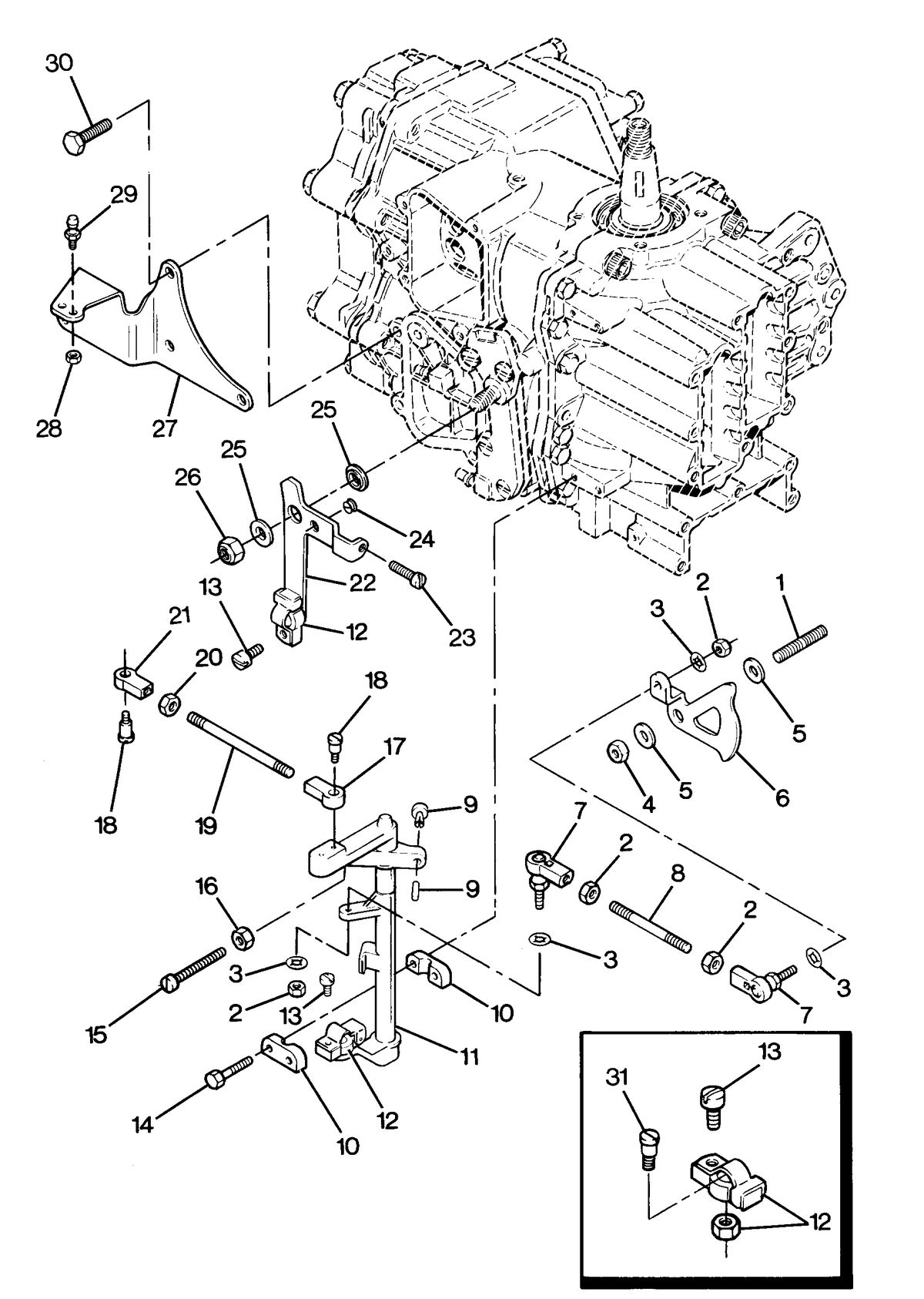 FORCE FORCE 1987 50 H.P. "C" MODELS SHIFT AND THROTTLE LINKAGE