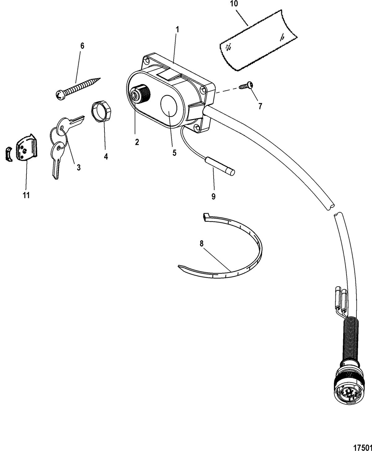 MERCURY/MARINER 30/40 EFI 4-STROKE (3 CYLINDER) Key, Choke and Horn Kit, 15000A14