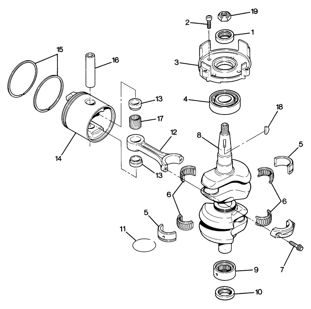 FORCE FORCE 1987 50 H.P. "C" MODELS CRANKSHAFT & PISTON