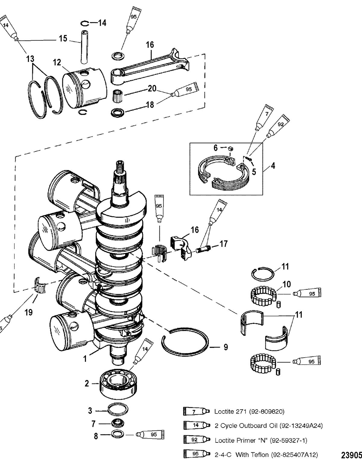 MERCURY/MARINER 150/175/200 EFI CRANKSHAFT, PISTONS AND CONNECTING RODS