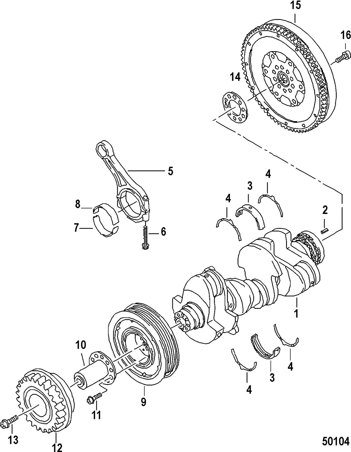 MERCRUISER VW TDI 3.0L ENGINE COMPONENTS, Cranshaft/Connecting Rod Bearings