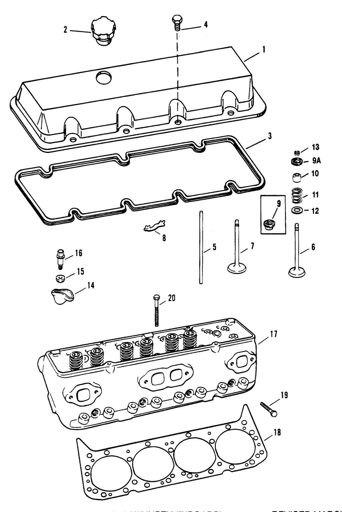 MERCRUISER 8.2L W/HURTH INBOARD GEN V CYLINDER HEAD AND ROCKER COVER