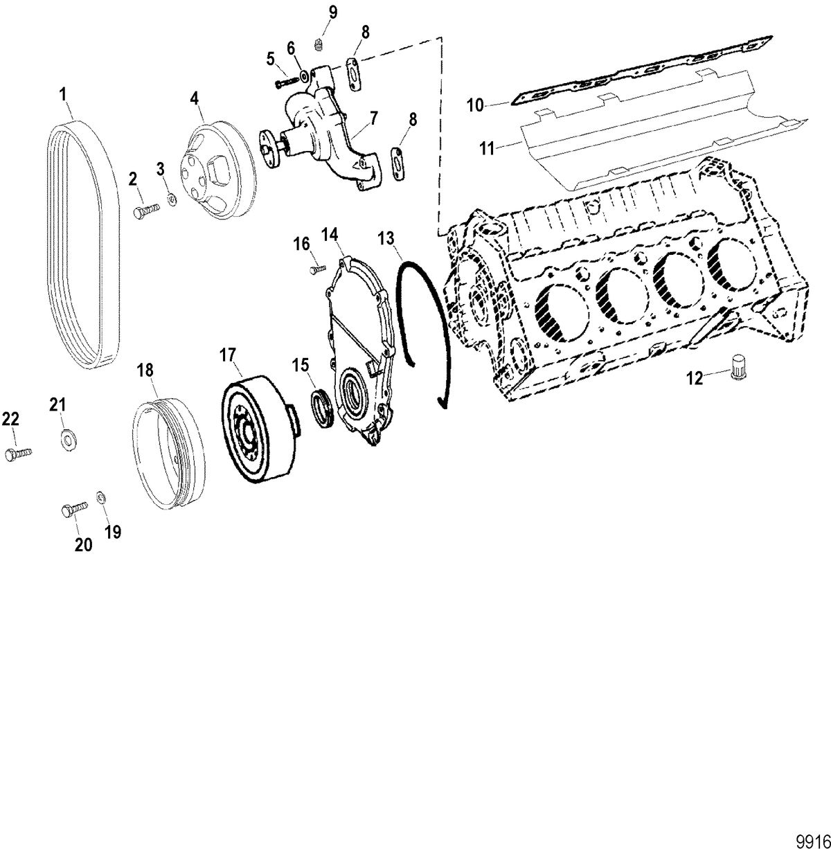 RACE STERNDRIVE 500 EFI Circulating Water Pump And Front Cover