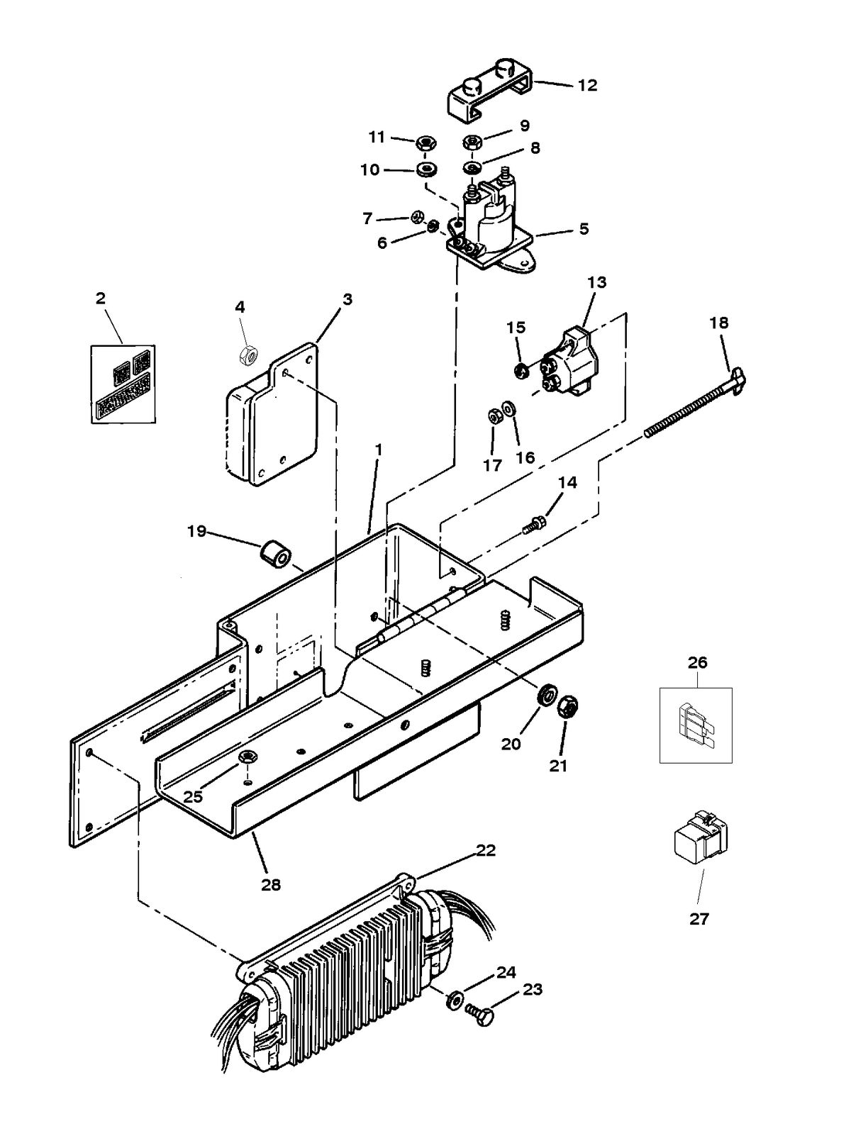 MERCRUISER MIE 454 MAG MPI SKI (GEN VI) ELECTRICAL BOX AND COMPONENTS