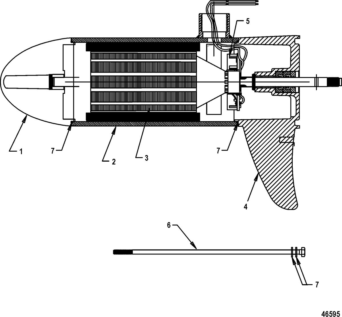 TROLLING MOTOR MOTORGUIDE BRUTE SERIES Lower Unit Assembly(75# - 5 Speed) (879345T85)