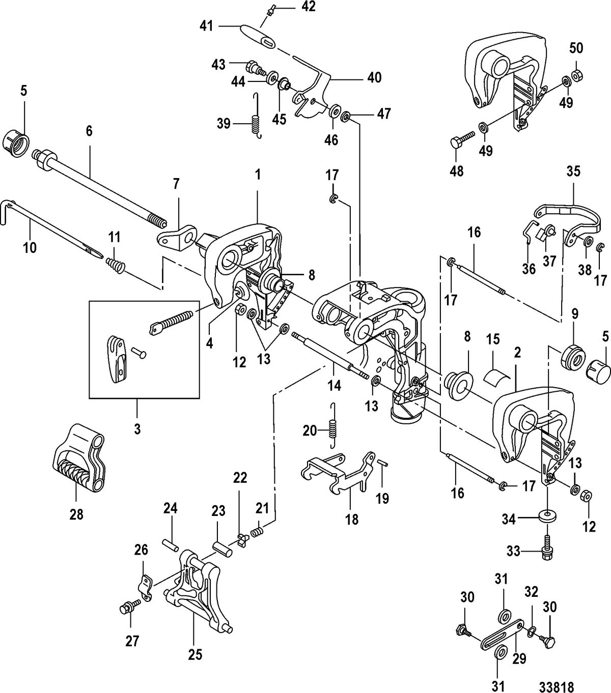 MERCURY/MARINER 15/20 CARBURETOR/2 CYLINDER/4-STROKE Clamp Brackets, Manual Tilt