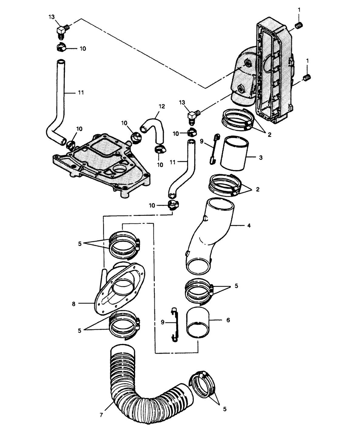 FORCE FORCE 1989 125 HP "A" MODEL L-DRIVE EXHAUST SYSTEM