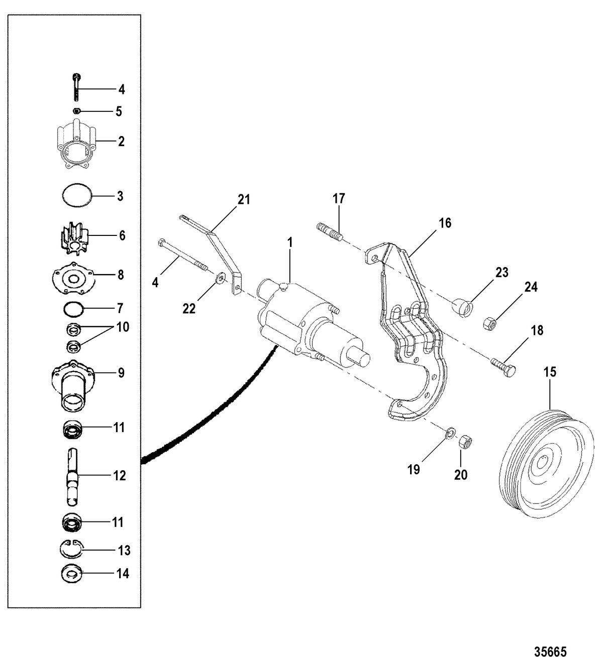 MERCRUISER 7.4L MPI BRAVO L29 (GEN VI) SEA WATER PUMP