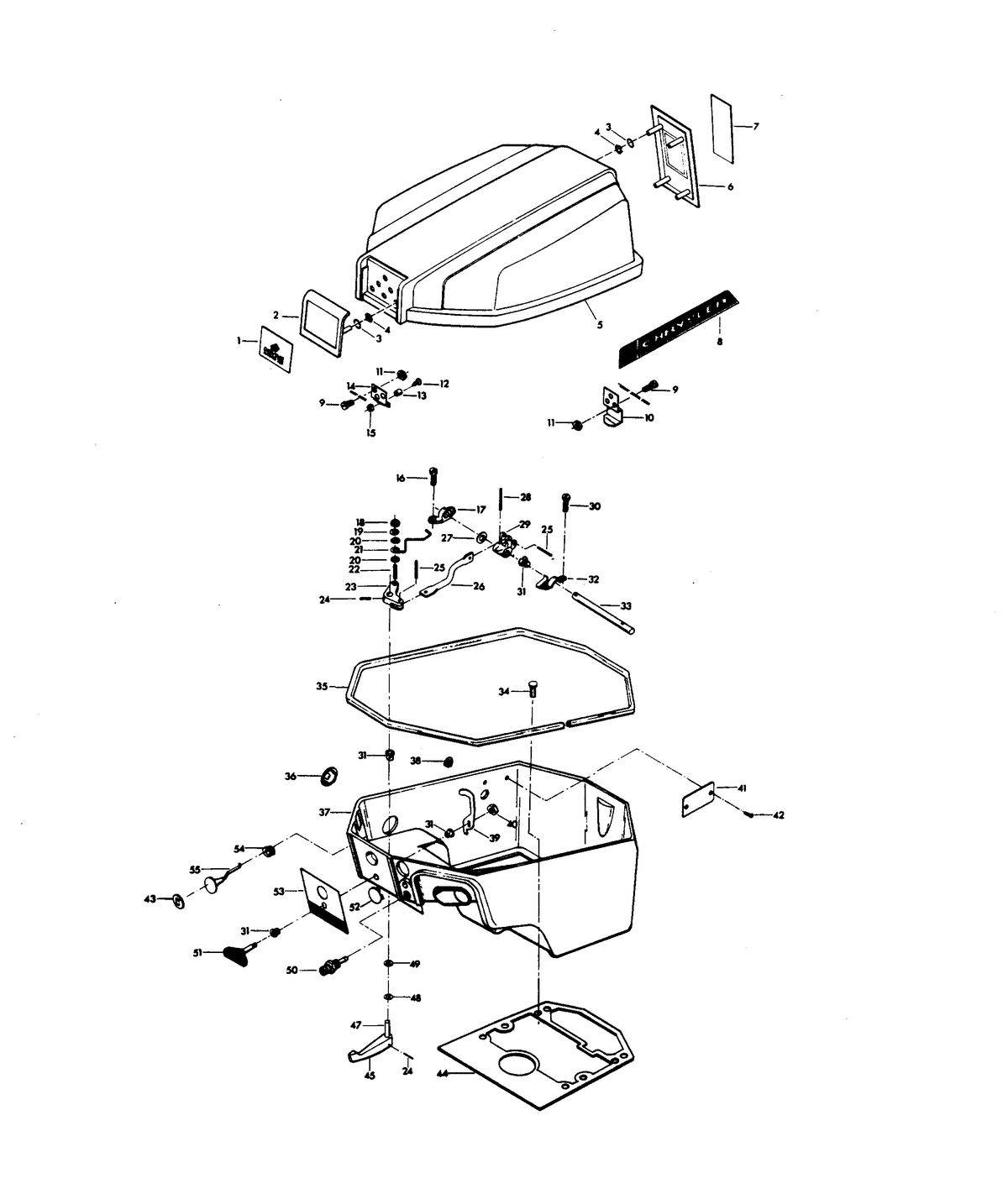 CHRYSLER 6 H.P. ENGINE COVER AND SUPPORT PLATE