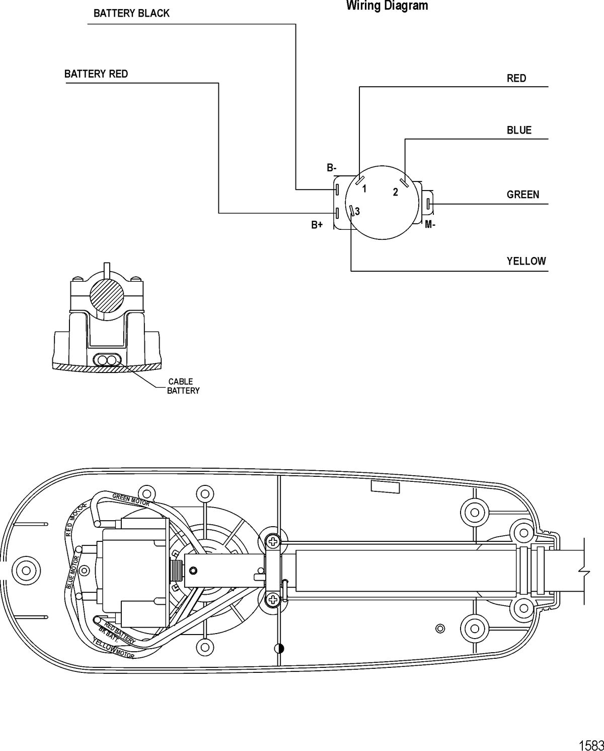 TROLLING MOTOR MOTORGUIDE THRUSTER SERIES Wire Diagram(Model T34) (Without Quick Connect)