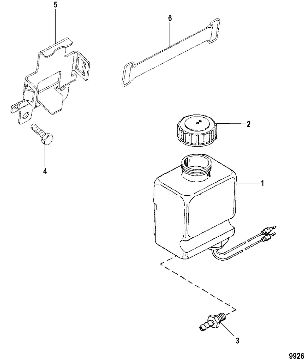 MERCRUISER 7.4L MPI BRAVO L29 (GEN VI) OIL RESERVOIR BOTTLE AND BRACKET