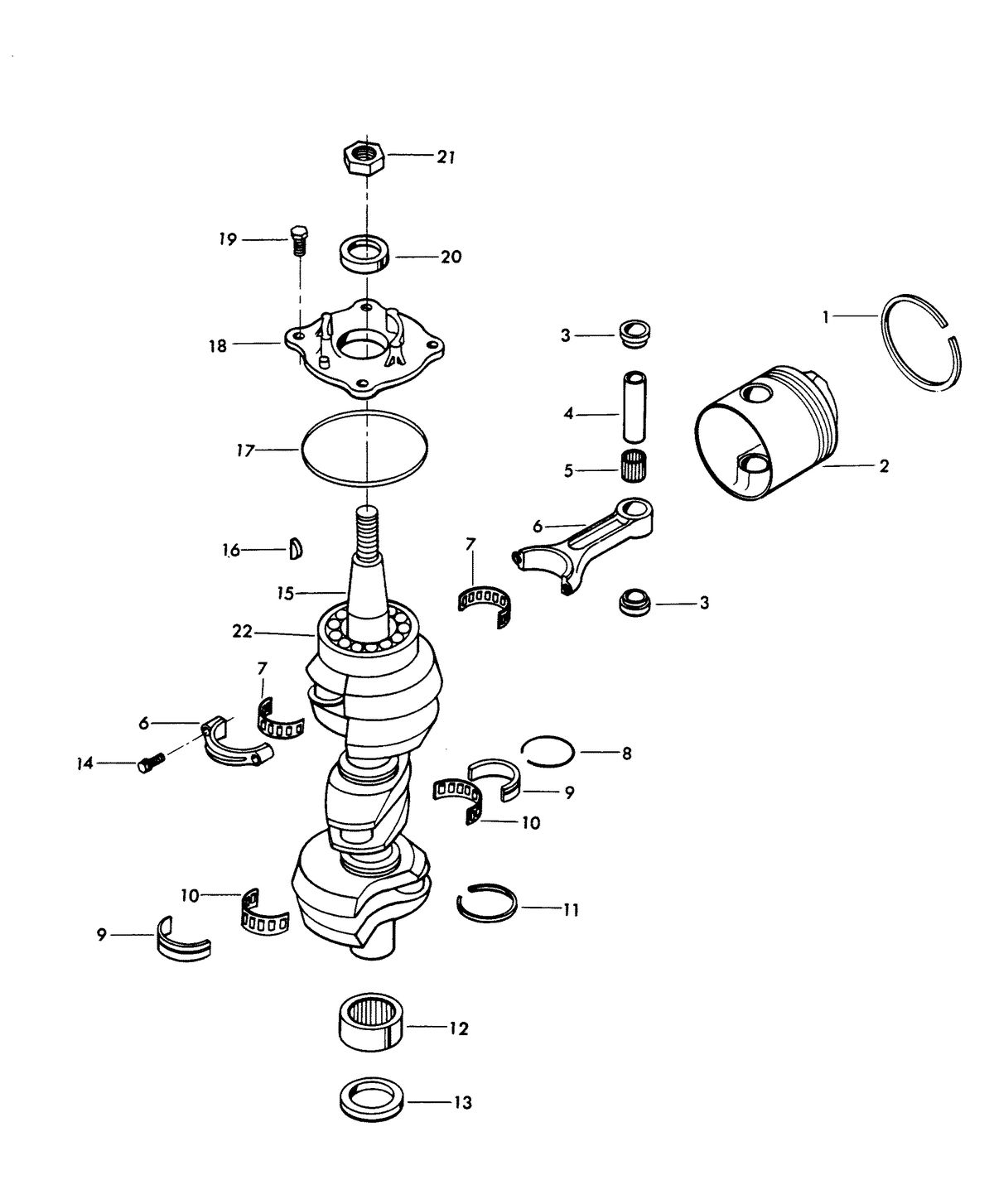 CHRYSLER 75 H.P. CRANKSHAFT AND PISTON GROUP